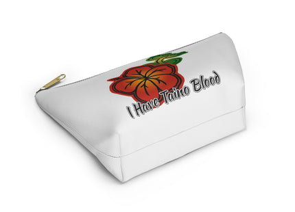 I Have Taino Blood Pouch — Taino Hieroglyphics design cosmetic T-Bottom Bag (white)