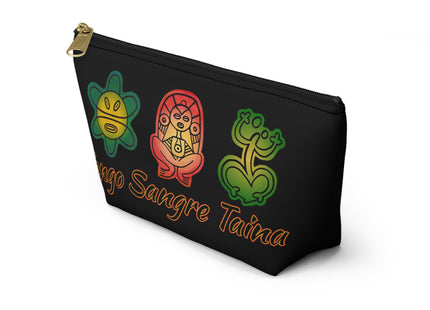 Tengo Sangre Taína Accessory Pouch — Taino Hieroglyphics design cosmetic T-Bottom Bag