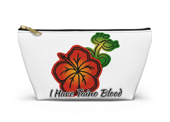 I Have Taino Blood Pouch — Taino Hieroglyphics design cosmetic T-Bottom Bag (white)