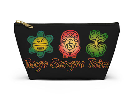 Tengo Sangre Taína Accessory Pouch — Taino Hieroglyphics design cosmetic T-Bottom Bag