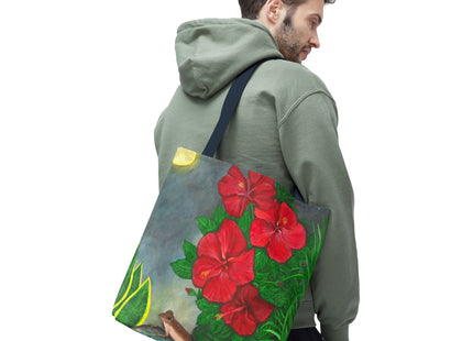 Una Noche en Puerto Rico with coqui and amapolas - Tote Bag