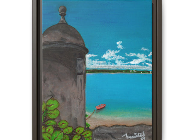 De Pezca en San Juan Matte Canvas Framed