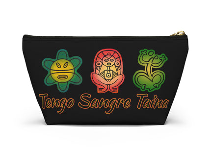 Tengo Sangre Taína Accessory Pouch — Taino Hieroglyphics design cosmetic T-Bottom Bag